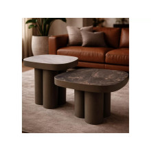 Stolik boczny ceramiczny Stella C 48x48cm czarna imitacja kamienia / ciemna miedź Signal