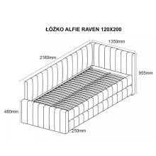 Łóżko jednoosobowe z funkcją rozkładania Alfie 120x200cm beż 24 Signal