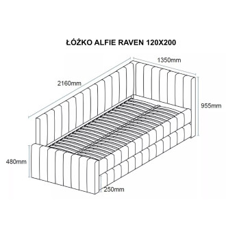 Łóżko jednoosobowe z funkcją rozkładania Alfie 120x200cm ciemny beż 30 Signal