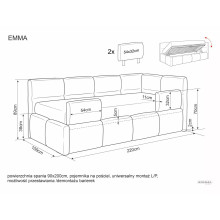 Łóżko jednoosobowe z pojemnikiem Emma Raven 90x200cm różowe Signal