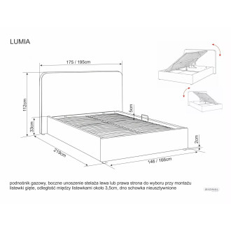 Łóżko welurowe z zagłówkiem i pojemnikiem Lumia Velvet 140x200cm ciemny beż Signal