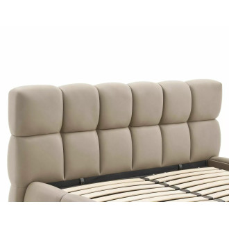Łóżko pikowane z pojemnikiem Parma Velvet 160x200cm ciemny beż Signal