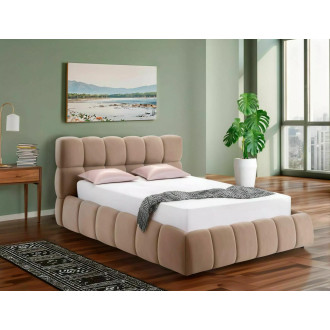 Łóżko pikowane z pojemnikiem Parma Velvet 160x200cm ciemny beż Signal