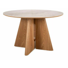 Stół okrągły z ceramicznym blatem Alzano Ceramic 120cm pandoro / dąb Signal