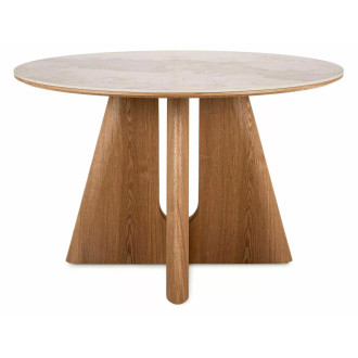 Stół okrągły z ceramicznym blatem Alzano Ceramic 120cm pandoro / dąb Signal