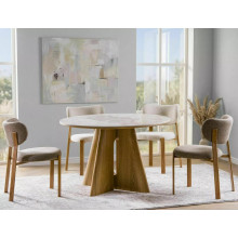 Stół okrągły z ceramicznym blatem Alzano Ceramic 120cm pandoro / dąb Signal