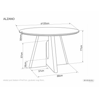 Stół okrągły z ceramicznym blatem Alzano Ceramic 120cm pandoro / dąb Signal