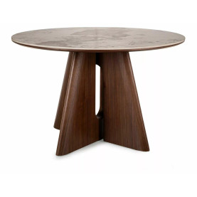 Stół okrągły z ceramicznym blatem Alzano Ceramic 120cm pandoro / orzech Signal 2