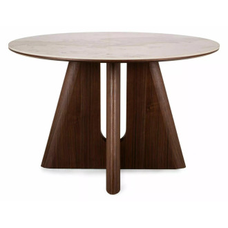 Stół okrągły z ceramicznym blatem Alzano Ceramic 120cm pandoro / orzech Signal