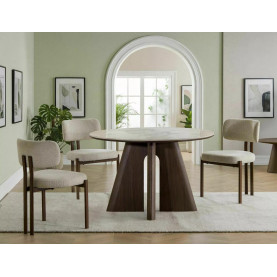 Stół okrągły z ceramicznym blatem Alzano Ceramic 120cm pandoro / orzech Signal
