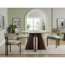 Stół okrągły z ceramicznym blatem Alzano Ceramic 120cm pandoro / orzech Signal