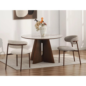 Stół okrągły z ceramicznym blatem Alzano Ceramic 120cm pandoro / orzech Signal