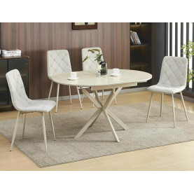 Stół ceramiczny rozkładany Gaston Ceramic 100-135x100cm trawertyn / kaszmir Signal