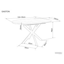 Stół ceramiczny rozkładany Gaston Ceramic 100-135x100cm trawertyn / kaszmir Signal