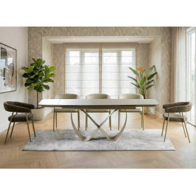 Stół ceramiczny rozkładany Infinity Ceramic 160-240x95cm trawertyn / kaszmir Signal