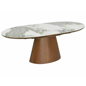 Stół owalny na jednej nodze rozkładany Marocco Ceramic 160-200x90cm ceramika / orzech Signal 2