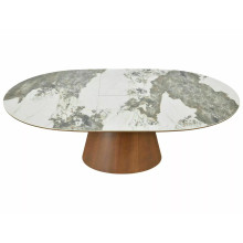 Stół owalny na jednej nodze rozkładany Marocco Ceramic 160-200x90cm ceramika / orzech Signal