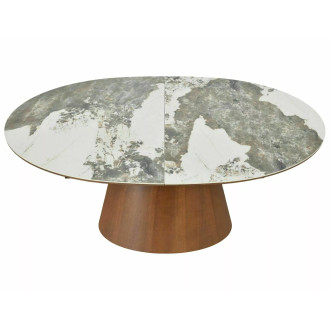 Stół owalny na jednej nodze rozkładany Marocco Ceramic 160-200x90cm ceramika / orzech Signal
