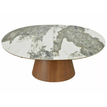Stół owalny na jednej nodze rozkładany Marocco Ceramic 160-200x90cm ceramika / orzech Signal