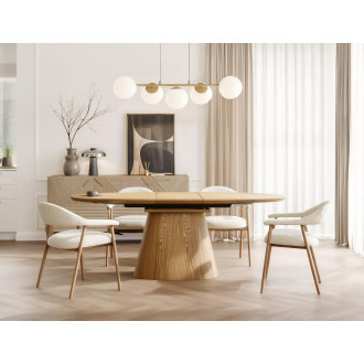 Stół owalny na jednej nodze rozkładany Marocco Ceramic 160-200x90cm dąb Signal