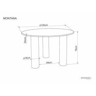 Stół okrągły fornirowany na 3 nogach Montana 120cm dąb Signal