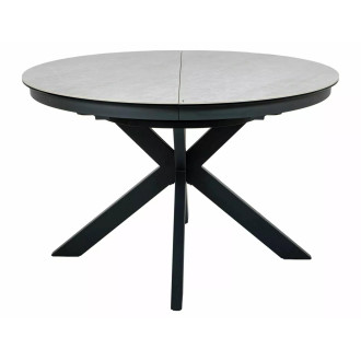 Stół okrągły rozkładany z ceramicznym blatem Porto Ceramic 120cm Taj Mahal / czarny mat Signal