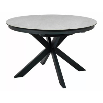 Stół okrągły rozkładany z ceramicznym blatem Porto Ceramic 120cm Taj Mahal / czarny mat Signal