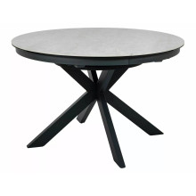Stół okrągły rozkładany z ceramicznym blatem Porto Ceramic 120cm Taj Mahal / czarny mat Signal