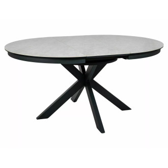 Stół okrągły rozkładany z ceramicznym blatem Porto Ceramic 120cm Taj Mahal / czarny mat Signal