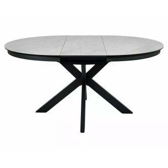 Stół okrągły rozkładany z ceramicznym blatem Porto Ceramic 120cm Taj Mahal / czarny mat Signal