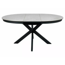 Stół okrągły rozkładany z ceramicznym blatem Porto Ceramic 120cm Taj Mahal / czarny mat Signal
