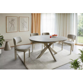 Stół okrągły rozkładany z ceramicznym blatem Porto Ceramic 120cm trawertyn / kaszmir Signal