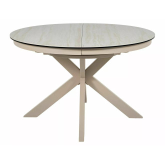 Stół okrągły rozkładany z ceramicznym blatem Porto Ceramic 120cm trawertyn / kaszmir Signal