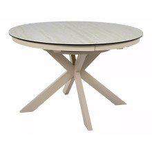 Stół okrągły rozkładany z ceramicznym blatem Porto Ceramic 120cm trawertyn / kaszmir Signal
