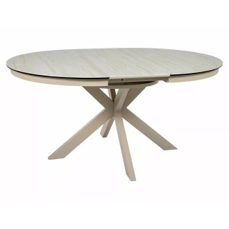 Stół okrągły rozkładany z ceramicznym blatem Porto Ceramic 120cm trawertyn / kaszmir Signal