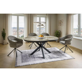Stół okrągły rozkładany z ceramicznym blatem Porto Ceramic 120cm Pandoro / czarny mat Signal