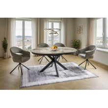 Stół okrągły rozkładany z ceramicznym blatem Porto Ceramic 120cm Pandoro / czarny mat Signal