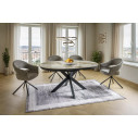 Stół okrągły rozkładany z ceramicznym blatem Porto Ceramic 120cm Pandoro / czarny mat Signal