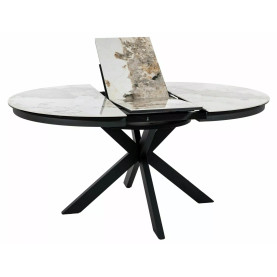 Stół okrągły rozkładany z ceramicznym blatem Porto Ceramic 120cm Pandoro / czarny mat Signal 2