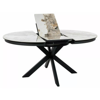 Stół okrągły rozkładany z ceramicznym blatem Porto Ceramic 120cm Pandoro / czarny mat Signal