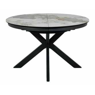 Stół okrągły rozkładany z ceramicznym blatem Porto Ceramic 120cm Pandoro / czarny mat Signal