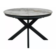 Stół okrągły rozkładany z ceramicznym blatem Porto Ceramic 120cm Pandoro / czarny mat Signal