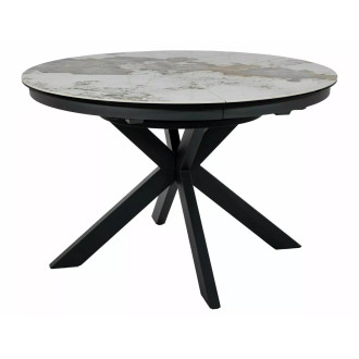 Stół okrągły rozkładany z ceramicznym blatem Porto Ceramic 120cm Pandoro / czarny mat Signal