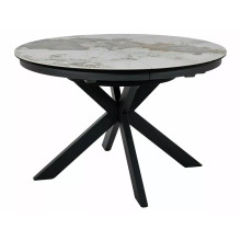 Stół okrągły rozkładany z ceramicznym blatem Porto Ceramic 120cm Pandoro / czarny mat Signal