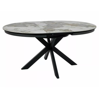 Stół okrągły rozkładany z ceramicznym blatem Porto Ceramic 120cm Pandoro / czarny mat Signal