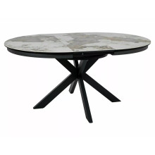 Stół okrągły rozkładany z ceramicznym blatem Porto Ceramic 120cm Pandoro / czarny mat Signal