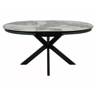 Stół okrągły rozkładany z ceramicznym blatem Porto Ceramic 120cm Pandoro / czarny mat Signal