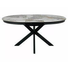 Stół okrągły rozkładany z ceramicznym blatem Porto Ceramic 120cm Pandoro / czarny mat Signal