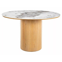 Stół okrągły na jednej nodze Rondo Ceramic 120cm ceramika / dąb Signal