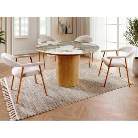 Stół okrągły na jednej nodze Rondo Ceramic 120cm ceramika / dąb Signal 2